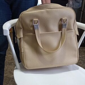 Beige Leather Carry-on Bag